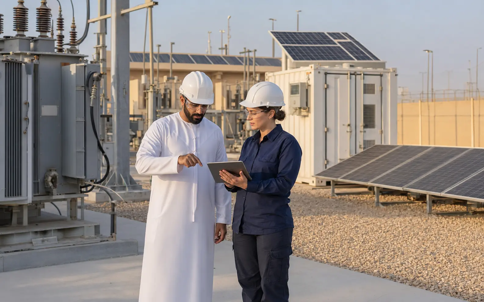 Utility and energy professionals reviewing distributed infrastructure